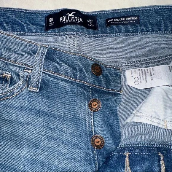 Hollister Low-Rise Crop Boyfriend “Hollister Vintage Stretch” Distressed Jeans - Picture 5 of 16